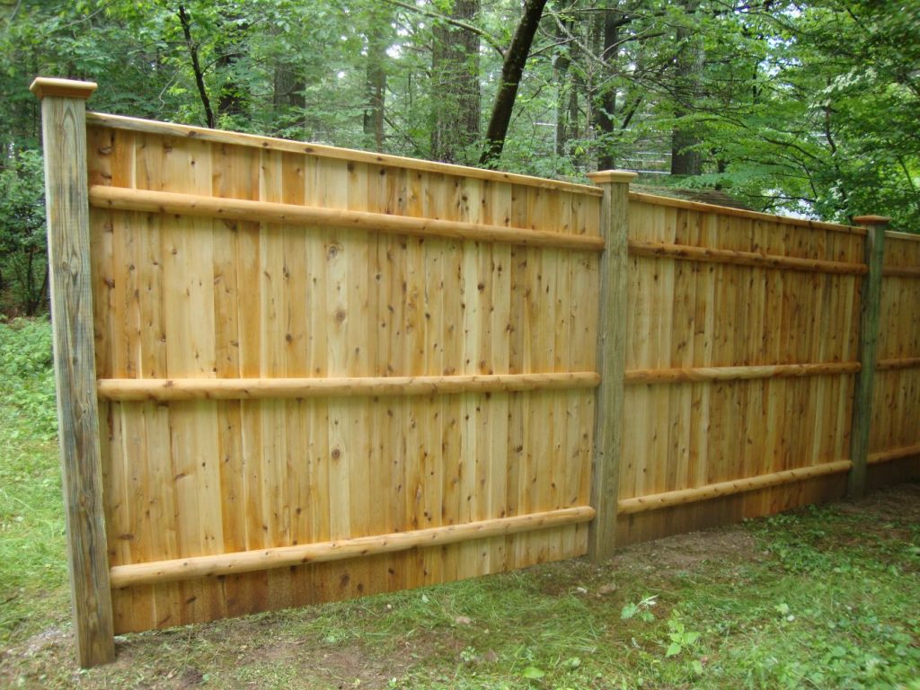 6' High Traditional Style Cedar Fence With Colonial Cap Pressure 